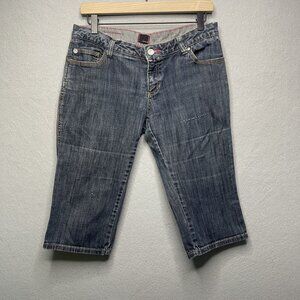 Y2K Hurley Womens Denim Capri Pants Mid-Rise Casual Style Size 9 Blue